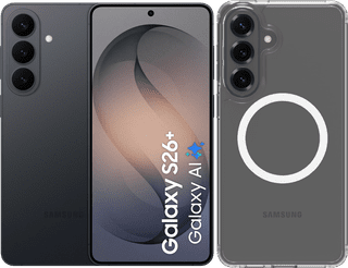 Samsung Galaxy S26 Plus 512GB Zwart 5G + BlueBuilt Back Cover met Magneet Transparant