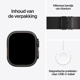 Apple Watch Ultra 4 Cellular 49mm Zwart Milanese Band S