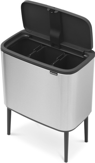 Brabantia Bo Touch Bin Poubelle 3 x 11 Litres Matt Steel Anti-Traces de Doigts