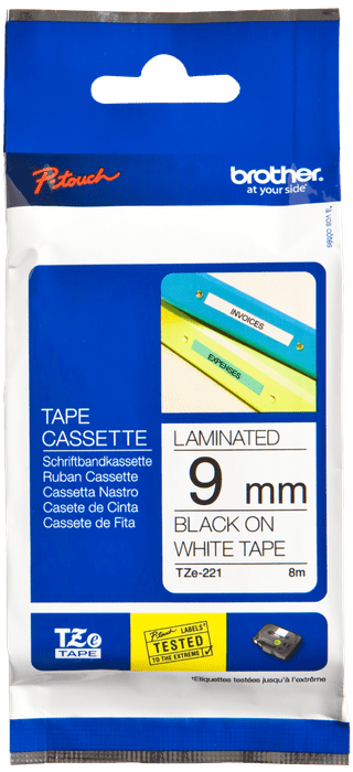 Brother TZe-221 Zwart op Wit (9 mm x 8 m)