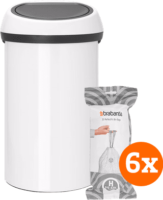 Brabantia Touch Bin 60L White + Trash Bags (120 units)