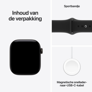 Apple Watch Series 12 Cellular 42mm Zwart Sportband M/L