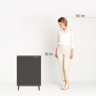 Brabantia Bo Touch Bin Hi Trash Can 60L with Plastic Inner Bucket - White