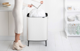 Brabantia Bo Touch Bin Hi Trash Can 60L with Plastic Inner Bucket - White