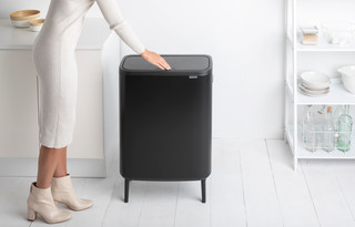 Brabantia Bo Touch Bin Hi Trash Can 60L with Plastic Inner Bucket - Matte Black