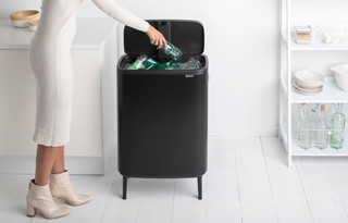 Brabantia Bo Touch Bin Hi Trash Can 60L with Plastic Inner Bucket - Matte Black