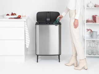 Brabantia Bo Touch Bin Hi Trash Can 60L with inner bucket Matt Steel Fingerprint Proof