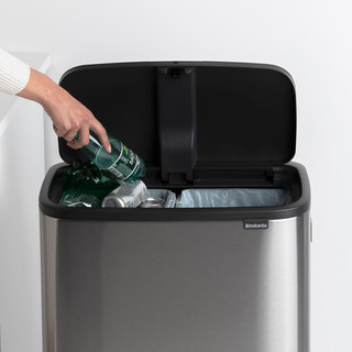 Brabantia Bo Touch Bin Hi Trash Can 2x 30L Matte Steel Fingerprint Proof