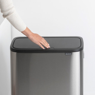 Brabantia Bo Touch Bin Hi Trash Can 2x 30L Matte Steel Fingerprint Proof
