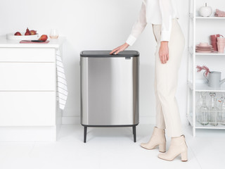 Brabantia Bo Touch Bin Hi Trash Can 2x 30L Matte Steel Fingerprint Proof