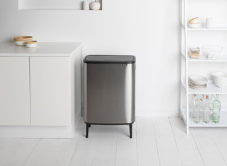 Brabantia Bo Touch Bin Hi Trash Can 2x 30L Matte Steel Fingerprint Proof
