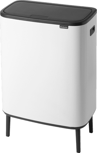 Brabantia Bo Touch Bin Hi Trash Can 60L with Plastic Inner Bucket - White