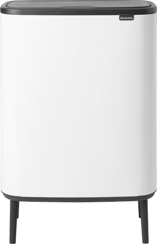 Brabantia Bo Touch Bin Hi Trash Can 60L with Plastic Inner Bucket - White