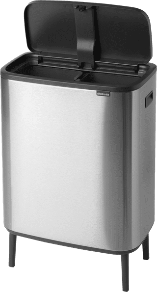 Brabantia Bo Touch Bin Hi Trash Can 2x 30L Matte Steel Fingerprint Proof