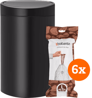 Brabantia Touch Bin 40L Matte Black + Trash Bags (120 units)