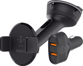 Belkin Support de Téléphone Voiture Tableau de Bord / Pare-brise + BlueBuilt Chargeur de Voiture Quick Charge 18 W