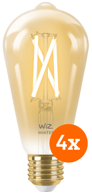 WiZ Ampoule à Filament Connectée Edison Lot de 4 - Lumière Blanche Chaude à Lumière Blanche Froide - E27