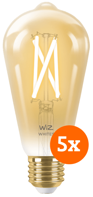 WiZ Ampoule à Filament Connectée Edison Lot de 5 - Lumière Blanche Chaude à Lumière Blanche Froide - E27