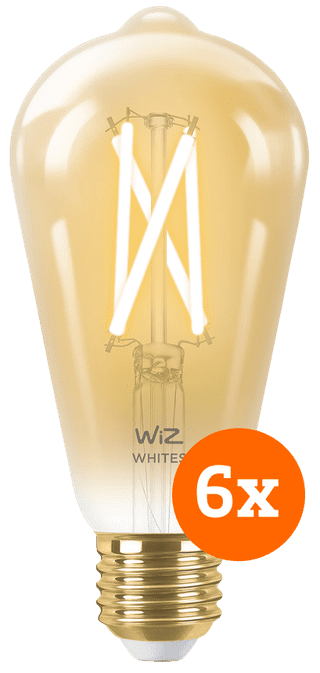 WiZ Ampoule à Filament Connectée Edison Lot de 6 - Lumière Blanche Chaude à Lumière Blanche Froide - E27