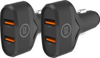 BlueBuilt Chargeur de Voiture Quick Charge avec 2 Ports USB-A 18 W Noir Lot de 2