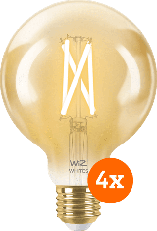 WiZ Ampoule à Filament Connectée Globe Lot de 4 - Lumière Blanche Chaude à Lumière Blanche Froide - E27