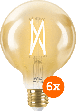 WiZ Smart Filament Light Globe 6-pack - Warm to Cool White Light - E27