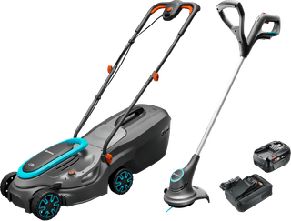 Gardena PowerMax 32/18V P4A Solo + SmallCut 23/18V P4A Solo + Bosch Starterset 18V 4,0 Ah