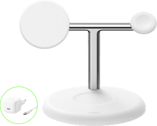 Belkin Chargeur Sans Fil 3-en-1 avec MagSafe 25 Watts Blanc