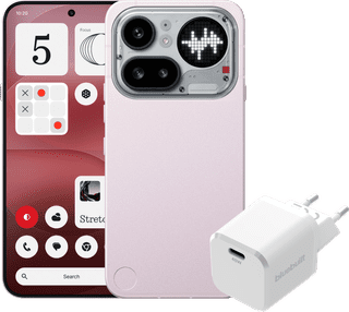 Nothing Phone (4a) Pro 256 Go Rose 5G + BlueBuilt Chargeur avec Port USB-C 45 W Blanc