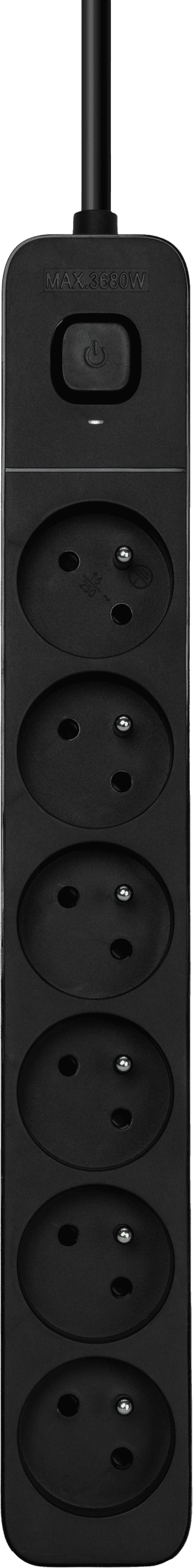 BlueBuilt Multiprise 6 Entrées 3 Mètres Noir