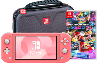 Nintendo Switch Lite Coral + Mario Kart 8 Deluxe + Bigben Travel Case