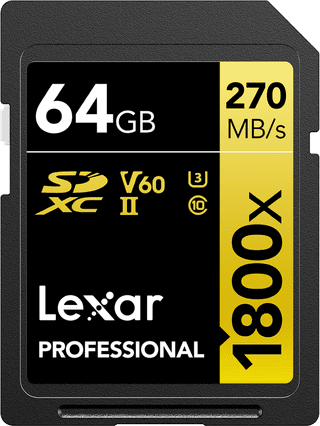 Lexar Professional SDXC 1800x GOLD 64GB 180MB/s