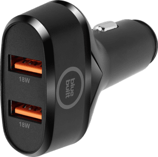BlueBuilt Quick Charge Autolader met 2 Usb A Poorten 18W Zwart