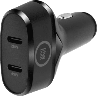 BlueBuilt Power Delivery Car Charger with 2 USB-C Ports 45W Black