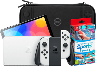 Nintendo Switch OLED White + Nintendo Switch Sports + BlueBuilt Travel Case