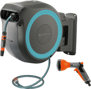 GARDENA Wall Hose Box 35 RollUp XL + GARDENA Classic Multifunctional Spray Nozzle