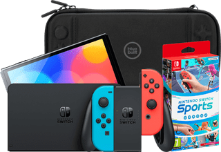 Nintendo Switch OLED Blue/Red + Nintendo Switch Sports + BlueBuilt Travel Case