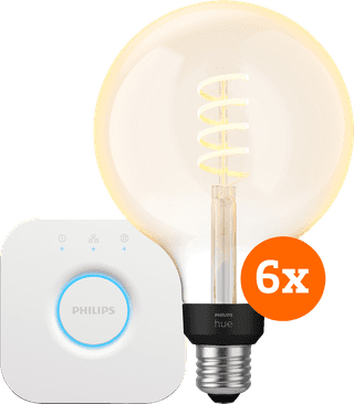 Philips Hue Filament White Ambiance Globe XL 6-pack + Bridge