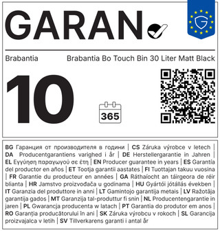 Brabantia Bo Touch Bin 30 Litres Matt Black