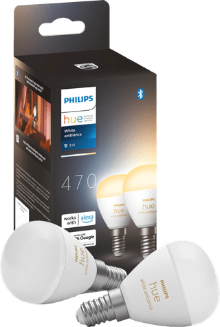 Philips Hue Luster Spherical Light White Ambiance E14 2-pack
