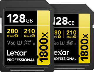 Lexar Professional SDXC 1800x GOLD 128GB 210MB/s - Duo-Pack