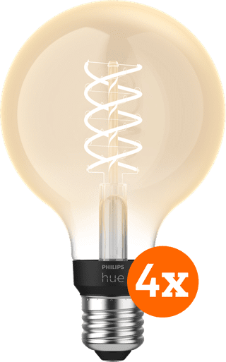 Philips Hue Filamentlamp White Globe E27 4-pack