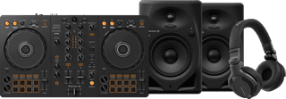 Pioneer DJ DDJ-FLX4 + Pioneer DJ HDJ-CUE1 + Pioneer DJ DM-50D-BT Zwart