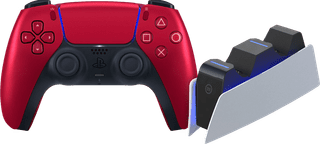 Sony Playstation 5 DualSense Draadloze Controller Volcanic Red + BlueBuilt oplaadstation