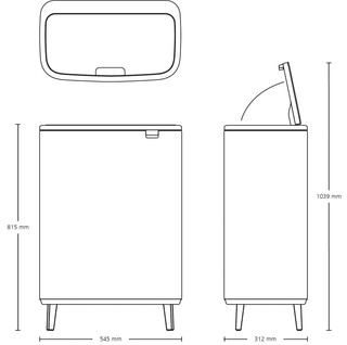 Brabantia Bo Touch Bin Hi Poubelle 60 Litres Matt Steel Anti-Traces de Doigts