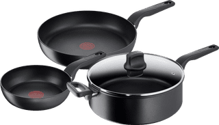 Tefal Hard Titanium Pro Frying Pan Set 24cm + 28cm + High-sided Skillet 28cm