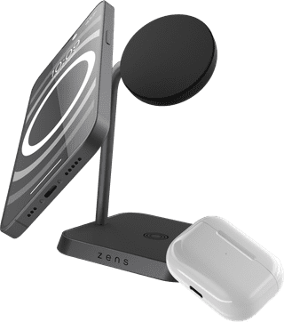 ZENS 2-in-1 MagSafe and Qi2 Wireless Charger 15W with Stand Black