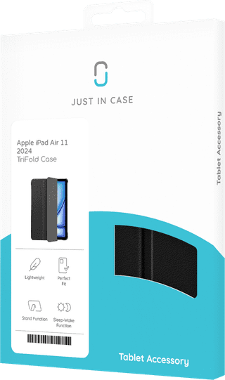 Just in Case Smart Tri-Fold Apple iPad Air (2026/2025/2024) Book Case Black