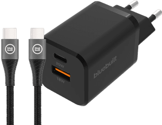 BlueBuilt Fast Charger with 2 USB Ports 38W + USB-C Cable 1.5m