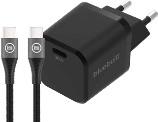 BlueBuilt Power Delivery Charger 30W + USB-C Cable 1.5m Nylon Black